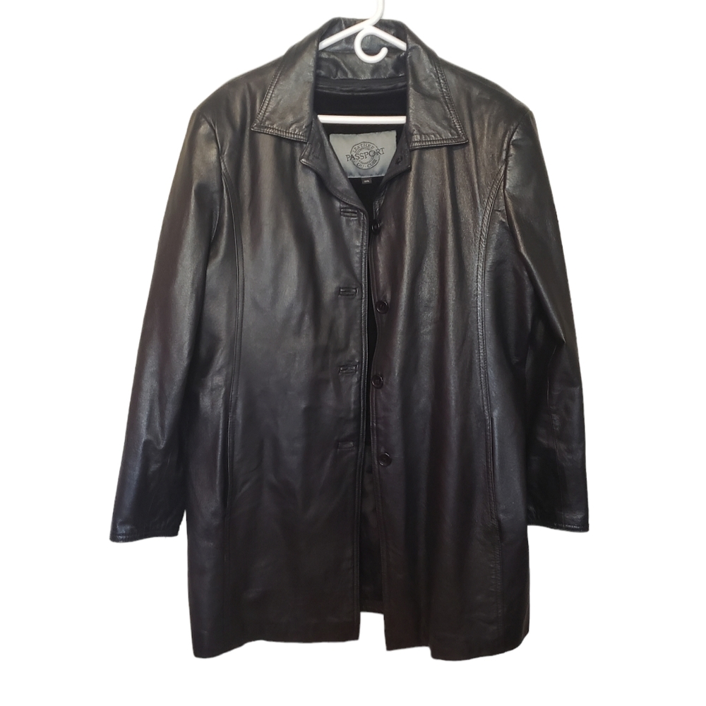 Passport women's leather black jacket size XXXL